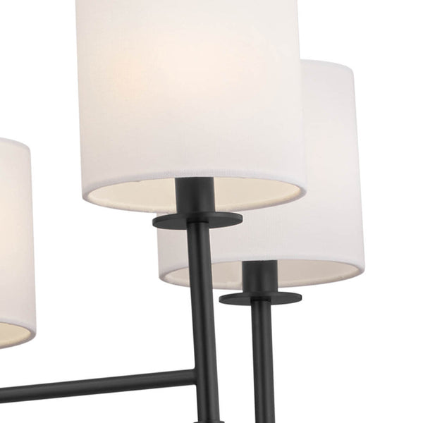 Janie 39" Eight Lights Chandelier, Black / Fabric Drum Shade