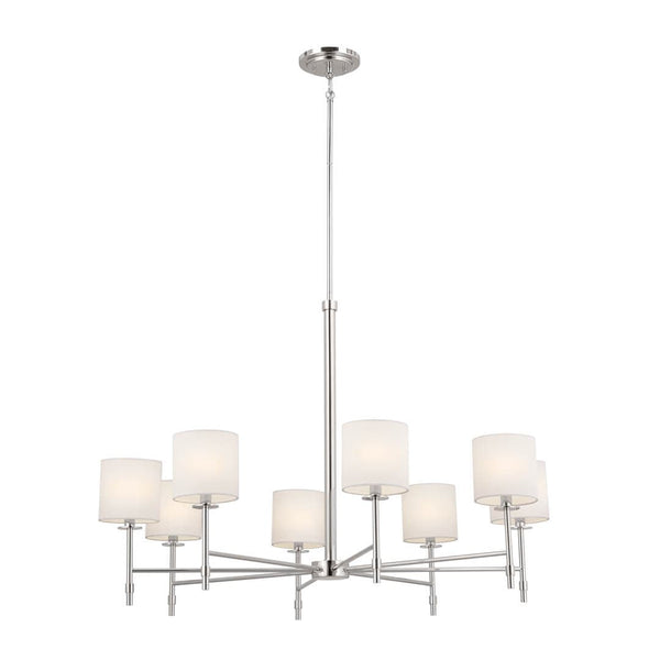 Janie 39" 8 Light Chandelier, Polished Nickel / Fabric Drum Shade