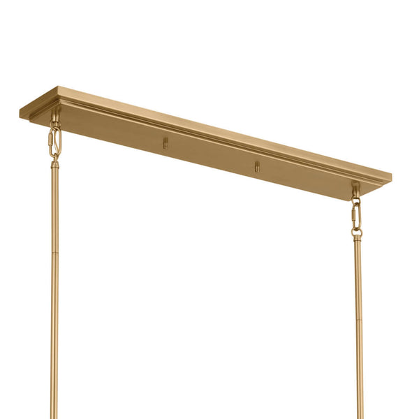 Janie 17" Ten Lights Linear Chandelier, Brushed Natural Brass / Fabric Drum Shade