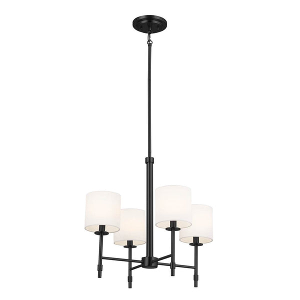 Janie 20" 4 Light Chandelier, Black / Fabric Drum Shade