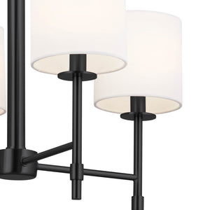 Janie 20" Four Lights Mini Chandelier, Black / Fabric Drum Shade