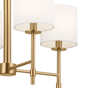 Janie 20" Four Lights Mini Chandelier, Brushed Natural Brass / Fabric Drum Shade