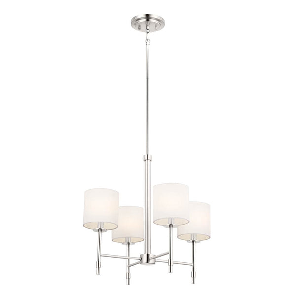 Janie 20" 4 Light Chandelier, Polished Nickel / Fabric Drum Shade