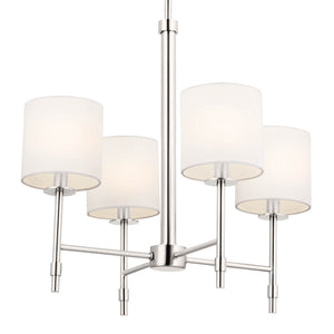 Janie 20" Four Lights Mini Chandelier, Polished Nickel / Fabric Drum Shade