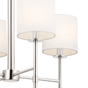 Janie 20" Four Lights Mini Chandelier, Polished Nickel / Fabric Drum Shade