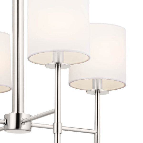 Janie 20" Four Lights Mini Chandelier, Polished Nickel / Fabric Drum Shade