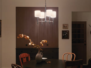 Janie 20" Four Lights Mini Chandelier, Polished Nickel / Fabric Drum Shade