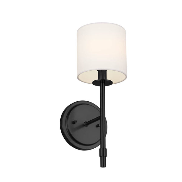 Janie 14" 1 Light Chandelier, Black / Fabric Drum Shade