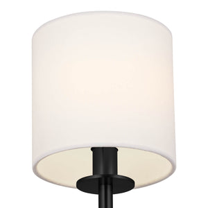 Janie 5" One Light Wall Sconce, Black / Fabric Drum Shade
