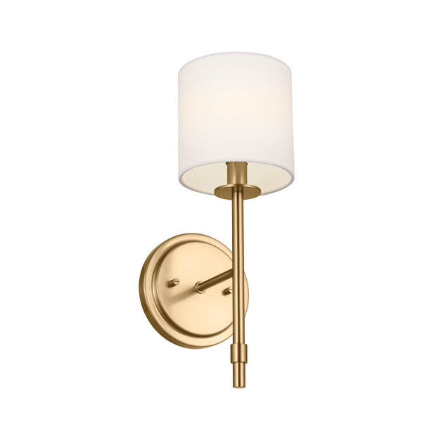 Janie 14" 1 Light Chandelier, Brushed Natural Brass / Fabric Drum Shade