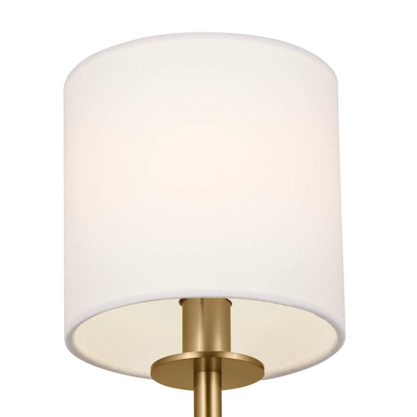 Janie 5" One Light Wall Sconce, Brushed Natural Brass / Fabric Drum Shade