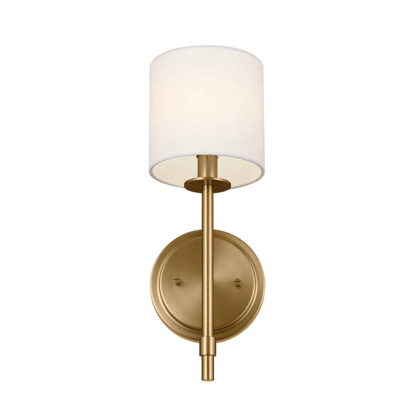 Janie 5" One Light Wall Sconce, Brushed Natural Brass / Fabric Drum Shade