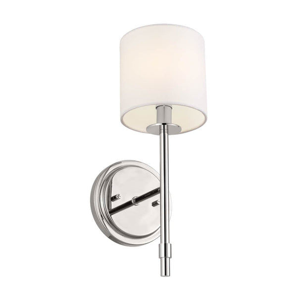 Janie 14" 1 Light Chandelier, Polished Nickel / Fabric Drum Shade