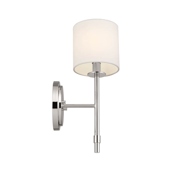 Janie 5" One Light Wall Sconce, Polished Nickel / Fabric Drum Shade