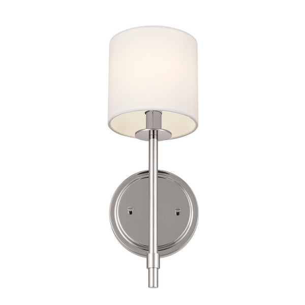 Janie 5" One Light Wall Sconce, Polished Nickel / Fabric Drum Shade
