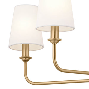 Mariella 32" Six Lights Chandelier, Brushed Natural Brass / Fabric Bell Shade
