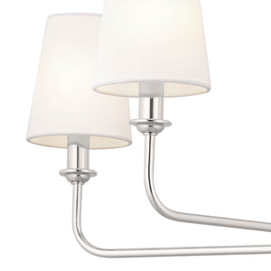 Mariella 32" Six Lights Chandelier, Polished Nickel / Fabric Bell Shade