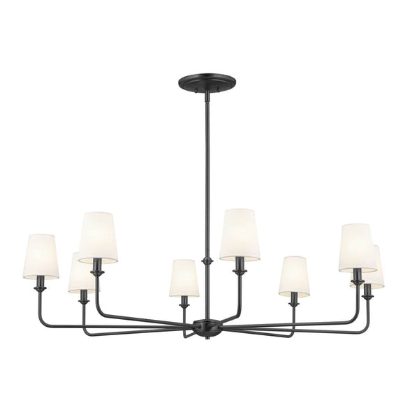 Mariella 43" 8 Light Chandelier, Black / Fabric Bell Shade