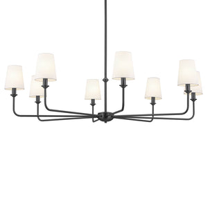 Mariella 43" Eight Lights Chandelier, Black / Fabric Bell Shade