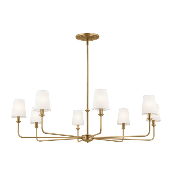 Mariella 43" 8 Light Chandelier, Brushed Natural Brass / Fabric Bell Shade