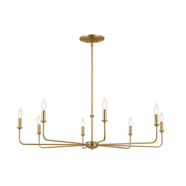 Mariella 43" Eight Lights Chandelier, Brushed Natural Brass / Fabric Bell Shade