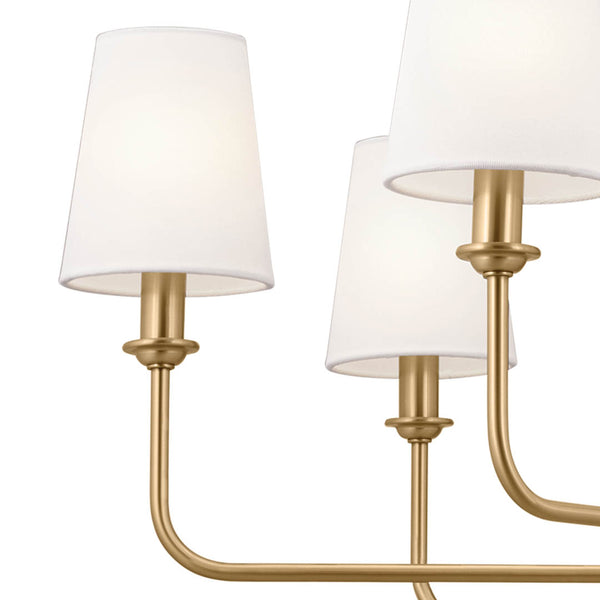 Mariella 43" Eight Lights Chandelier, Brushed Natural Brass / Fabric Bell Shade