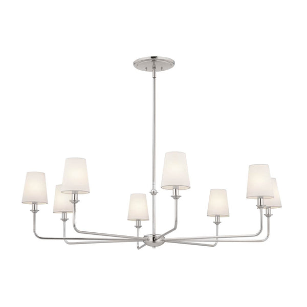 Mariella 43" 8 Light Chandelier, Polished Nickel / Fabric Bell Shade