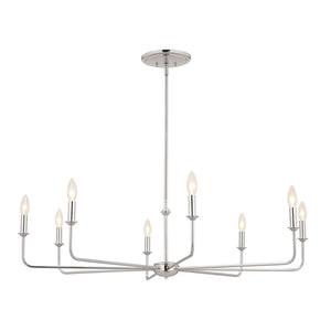 Mariella 43" Eight Lights Chandelier, Polished Nickel / Fabric Bell Shade