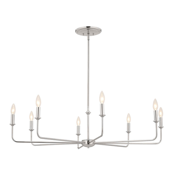 Mariella 43" Eight Lights Chandelier, Polished Nickel / Fabric Bell Shade