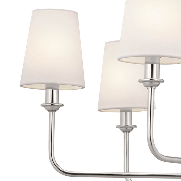 Mariella 43" Eight Lights Chandelier, Polished Nickel / Fabric Bell Shade
