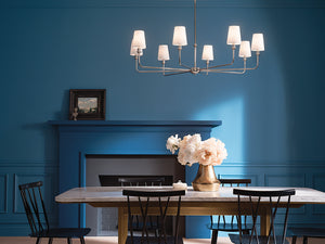 Mariella 43" Eight Lights Chandelier, Polished Nickel / Fabric Bell Shade