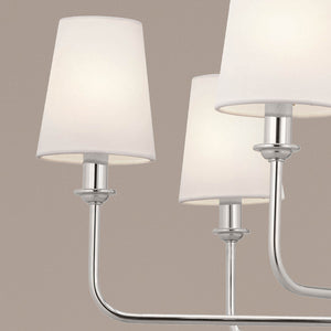 Mariella 43" Eight Lights Chandelier, Polished Nickel / Fabric Bell Shade