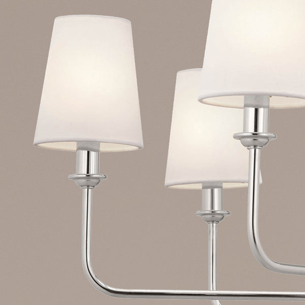 Mariella 43" Eight Lights Chandelier, Polished Nickel / Fabric Bell Shade