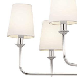 Mariella 43" Twelve Lights Chandelier, Polished Nickel / Fabric Bell Shade