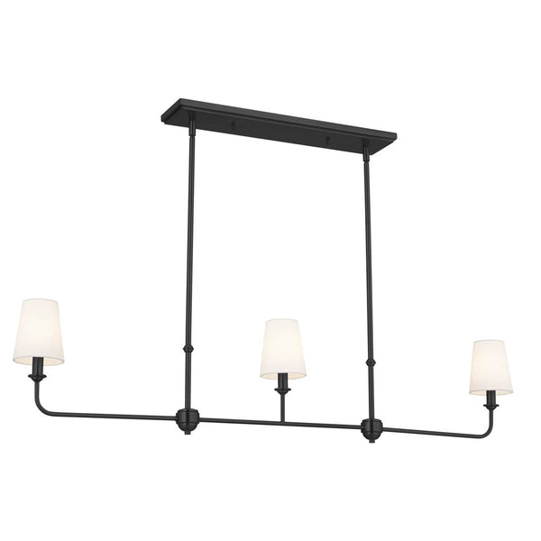 Mariella 48" 3 Light Chandelier, Black / Fabric Bell Shade