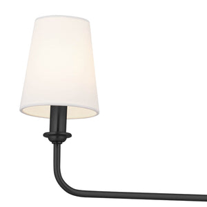 Mariella 4" Three Lights Linear Chandelier, Black / Fabric Bell Shade