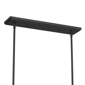 Mariella 4" Three Lights Linear Chandelier, Black / Fabric Bell Shade