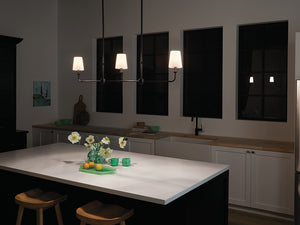 Mariella 4" Three Lights Linear Chandelier, Black / Fabric Bell Shade