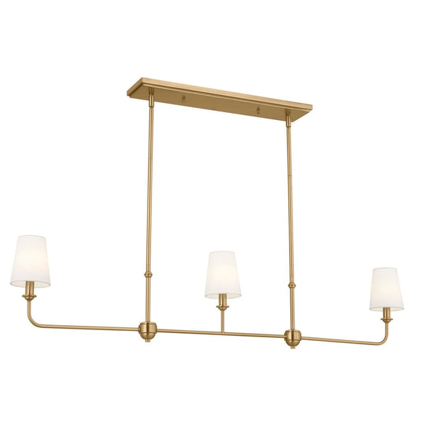 Mariella 48" 3 Light Chandelier, Brushed Natural Brass / Fabric Bell Shade