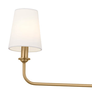 Mariella 4" Three Lights Linear Chandelier, Brushed Natural Brass / Fabric Bell Shade