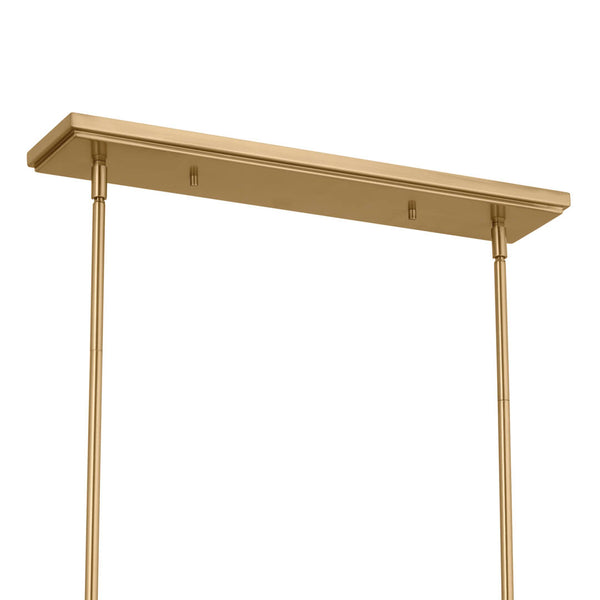 Mariella 4" Three Lights Linear Chandelier, Brushed Natural Brass / Fabric Bell Shade