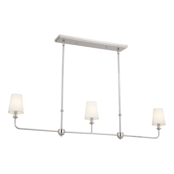 Mariella 48" 3 Light Chandelier, Polished Nickel / Fabric Bell Shade