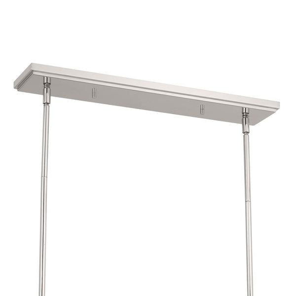 Mariella 4" Three Lights Linear Chandelier, Polished Nickel / Fabric Bell Shade