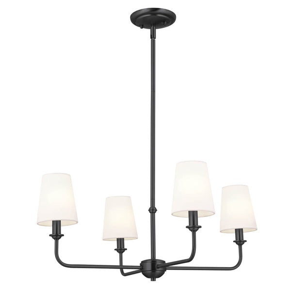 Mariella 25" 4 Light Chandelier, Black / Fabric Bell Shade