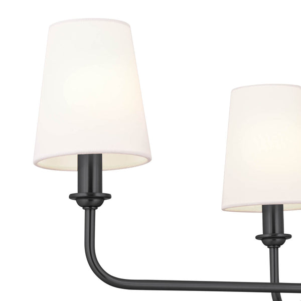 Mariella 25" Four Lights Chandelier, Black / Fabric Bell Shade