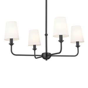 Mariella 25" Four Lights Chandelier, Black / Fabric Bell Shade