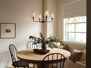 Mariella 25" Four Lights Chandelier, Black / Fabric Bell Shade