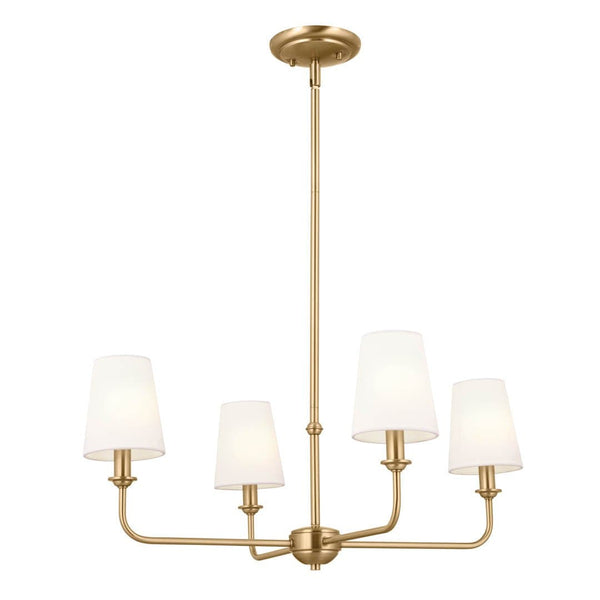 Mariella 25" 4 Light Chandelier, Brushed Natural Brass / Fabric Bell Shade