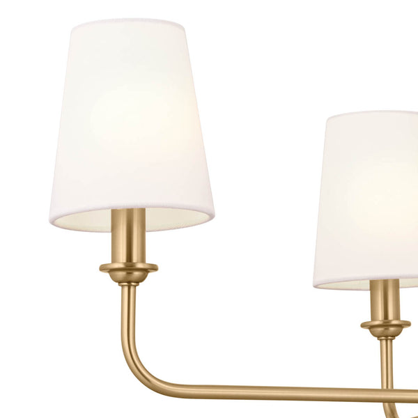 Mariella 25" Four Lights Chandelier, Brushed Natural Brass / Fabric Bell Shade