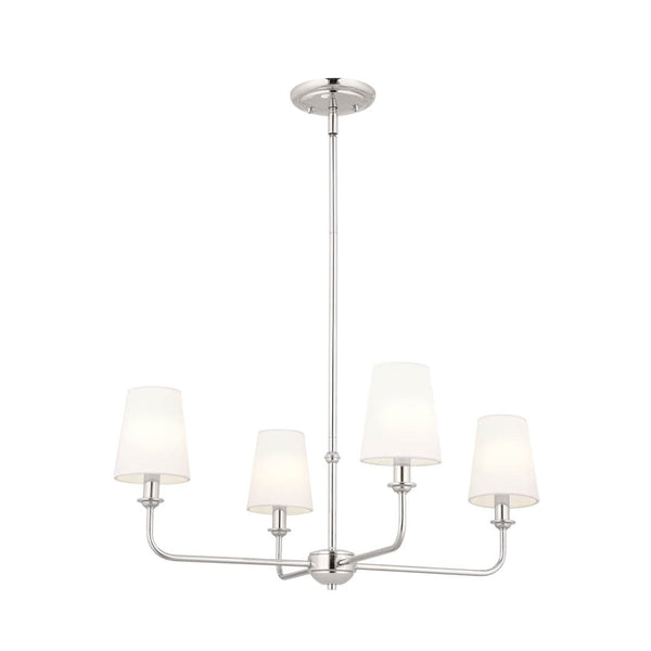 Mariella 25" 4 Light Chandelier, Polished Nickel / Fabric Bell Shade